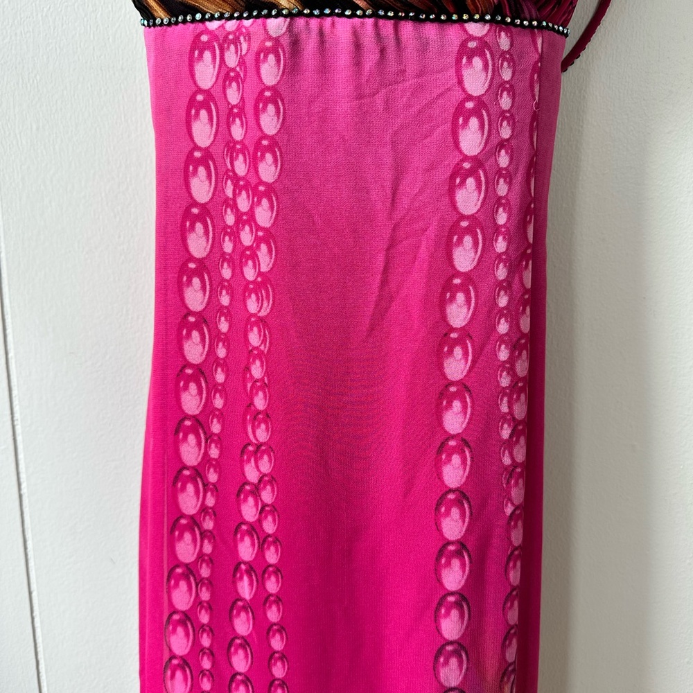 CeCe forever Pink Bodycon Cheetah Maxi Dress Plunge Neckline Open Back Dress - Picture 14 of 16